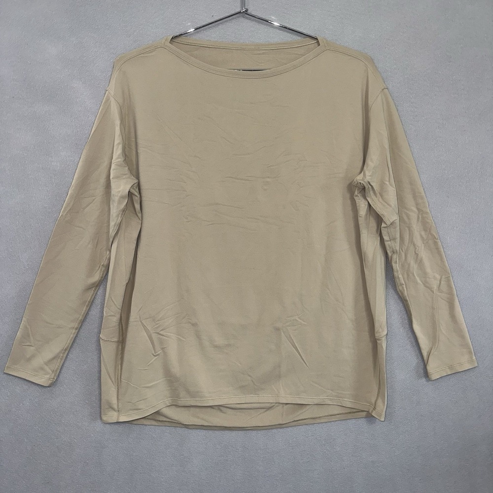 Lululemon Back In Action Long Sleeve Shirt Beige Women's Size 6 READ